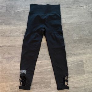 PINK Victoria's Secret Black Leggings with White Accents